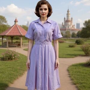 Authentic Vintage Nino Mauve Midi Cotton Dress